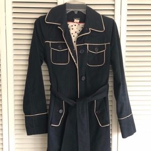 J.Crew Navy Trench w/ white piping
